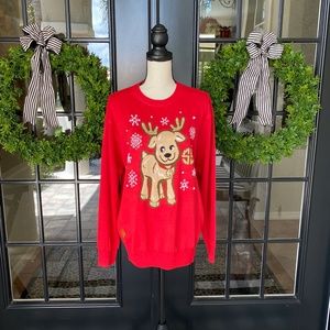 SIMPLY SOUTHERN Xmas Deer Sweater Size L NWT